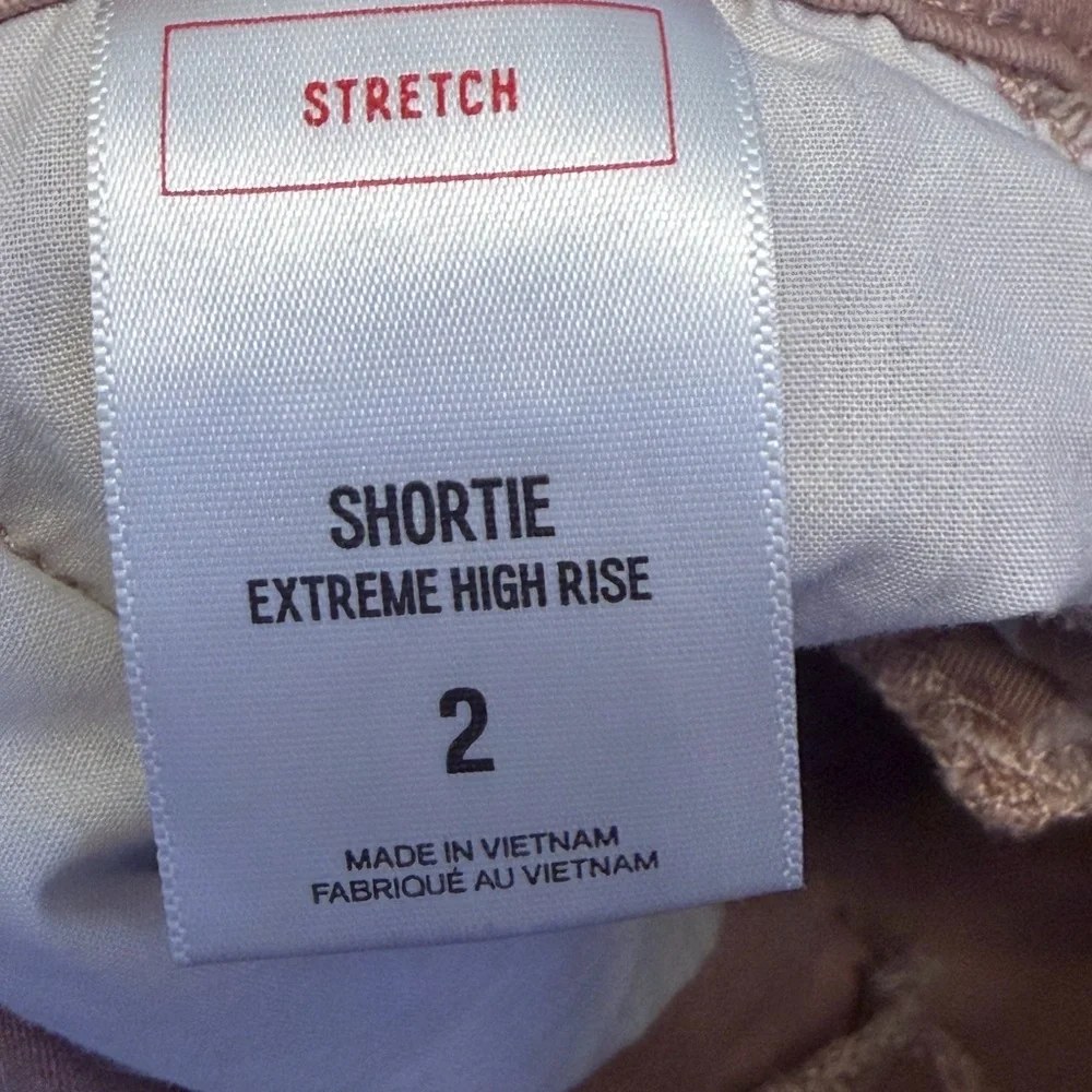 Express Extreme High Rise Shortie Shorts Pink Belted Size 2